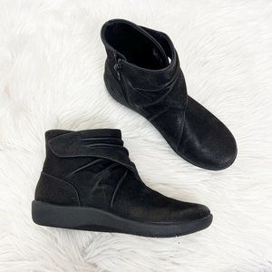 Clarks Cloudsteppers Black Sillian Tana Ankle Boot 6.5 Comfort Cushion
